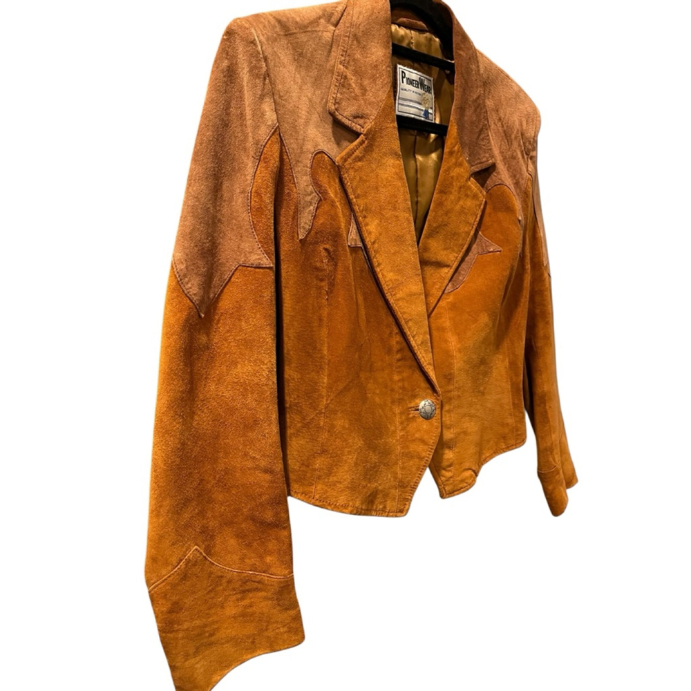 Vintage Pioneer Wear Leather Western Fringe Cropped Jacket Size Medium MINT Cond - Picture 7 of 13